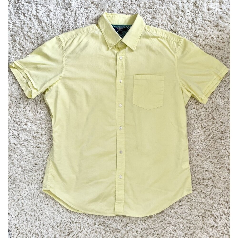 BANANA REPUBLIC MILLY COLLECTION Mens Short Sleeve Button Down Shirt In Pale Yel